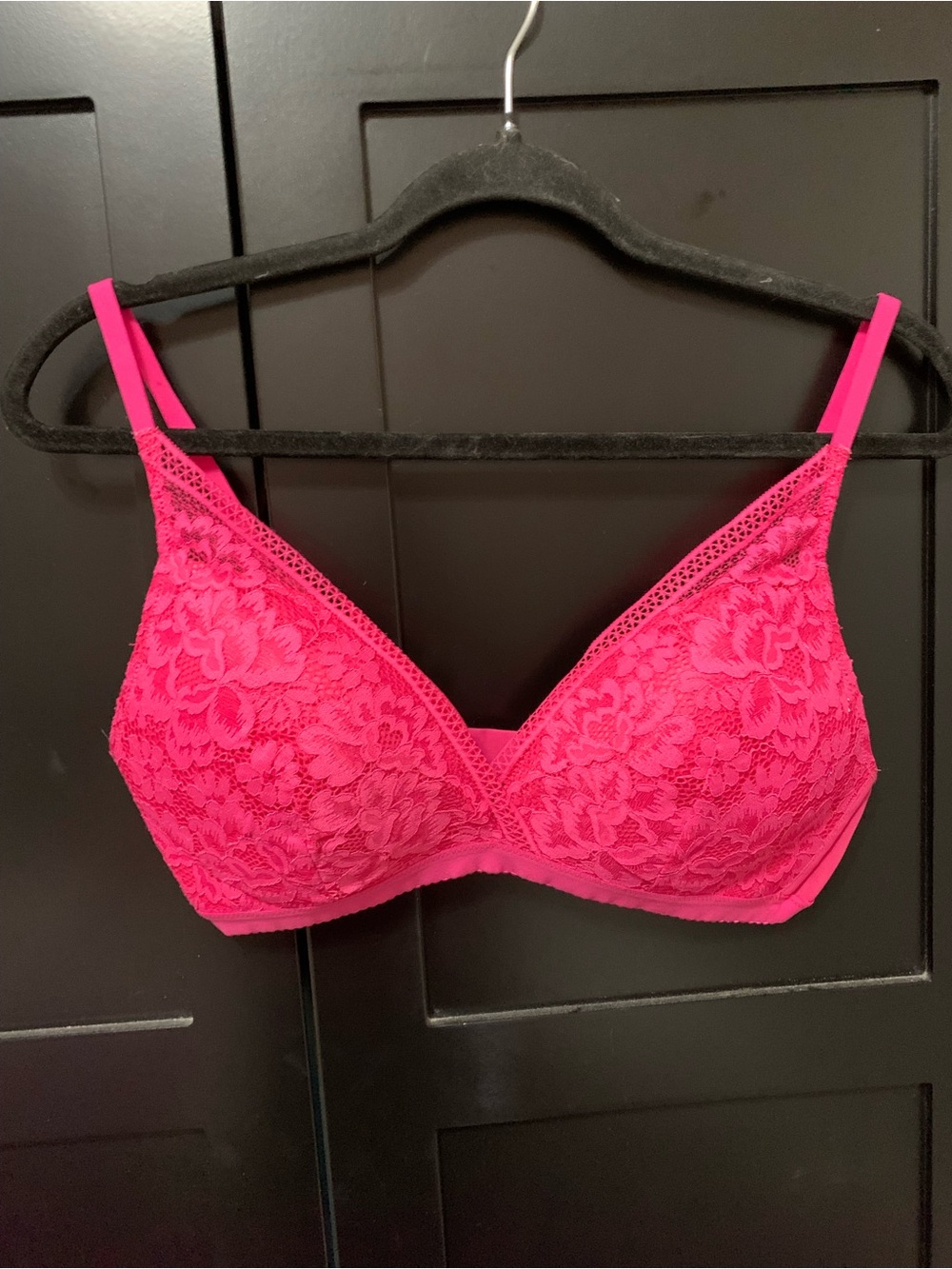 knix Floral Lace Bralette in Hot Pink comfy cute soft